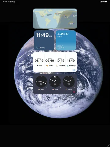 Widgets on the iPad home screen.