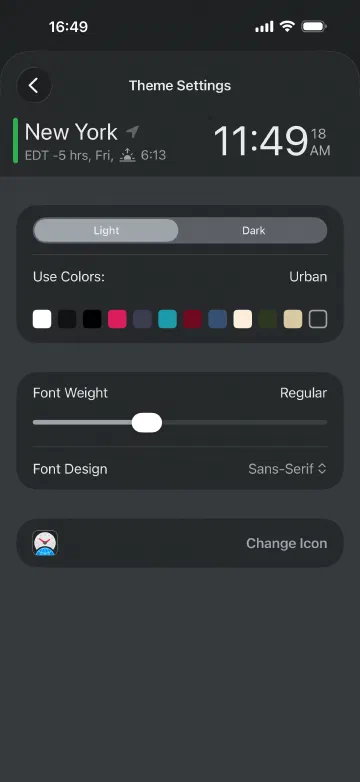 Six themes, so the app can look the way you want it to on your home screen.