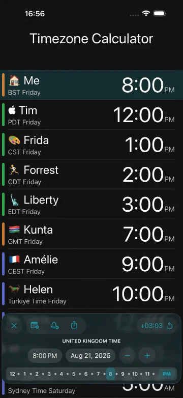 The time zone calculator, for when a call has to work in three places at once.