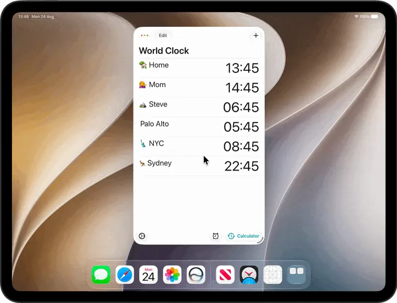The iPad layout reflowing as the window is resized